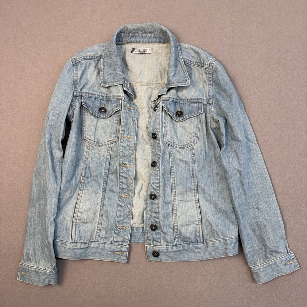 Jennifer Lopez Denim Jacket Womens XSmall Jean Light Wash Buttons Pockets N29